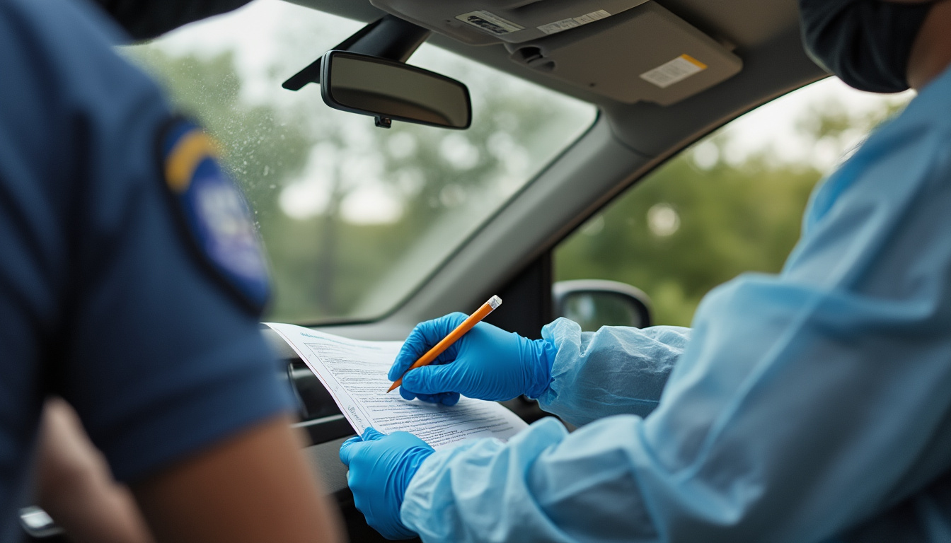 Contrôle routier avec test de dépistage de stupéfiants au bord de la route