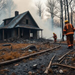 Maison endommagée après un incendie de forêt en France