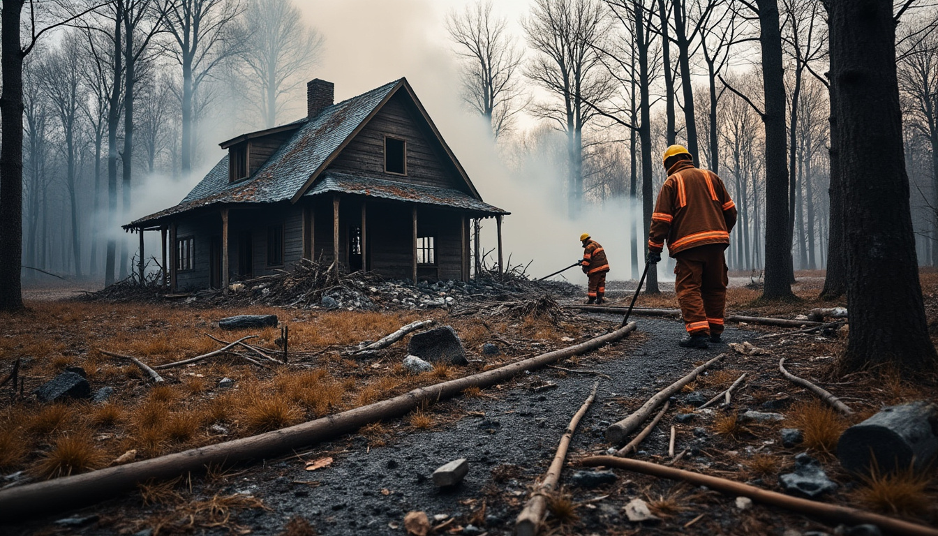 Maison endommagée après un incendie de forêt en France