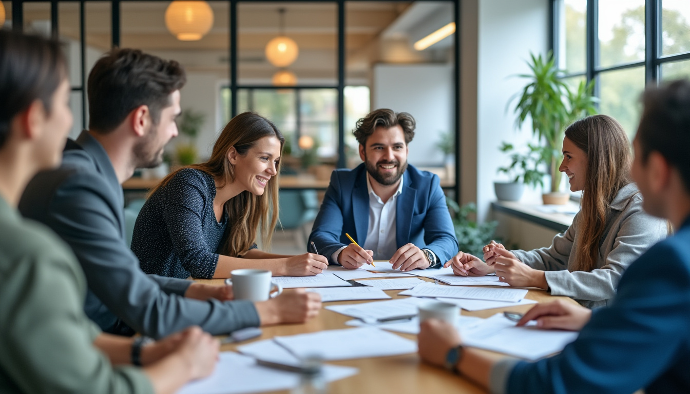 Réunion d'équipe dans les bureaux d'une startup d'assurance santé