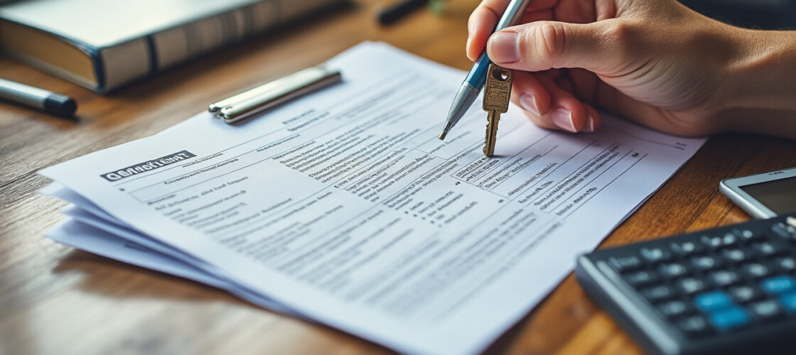 Clés de maison posées sur des documents d'assurance habitation